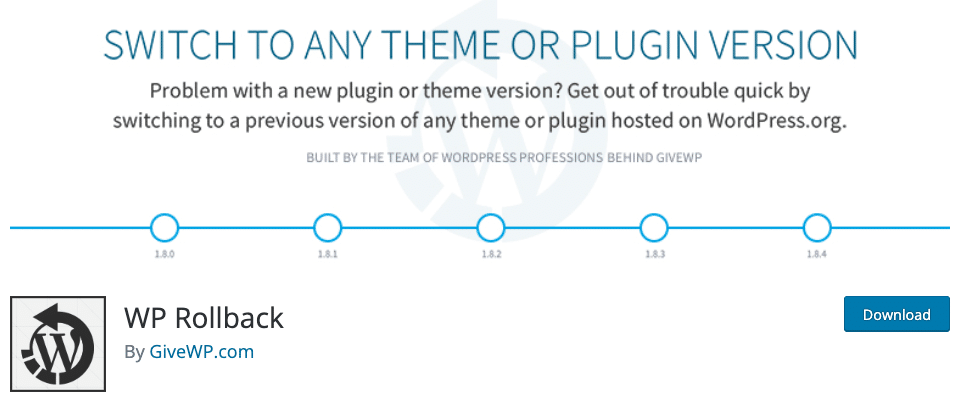 screenshot of WP Rollback plugin listing in the WordPress Plugin Directory