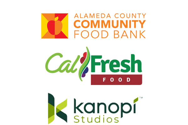 Alameda County Community Food Bank, Cal Fresh, and Kanopi Studios logos