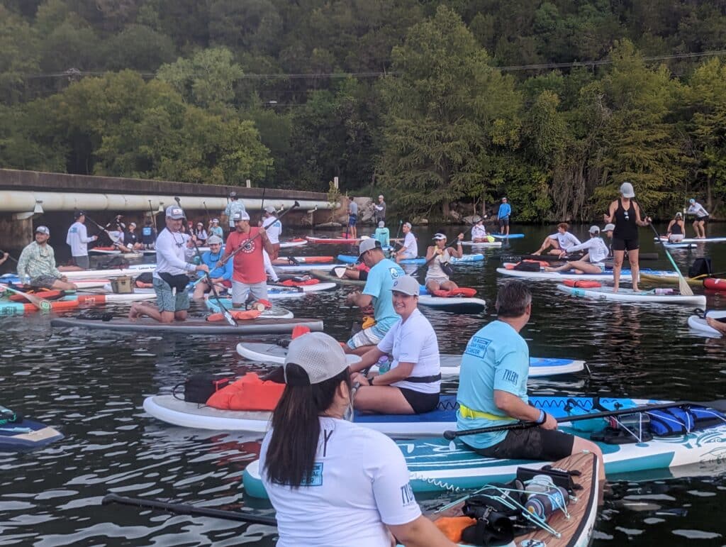 paddlers at the 2022 Dam That Cancer event