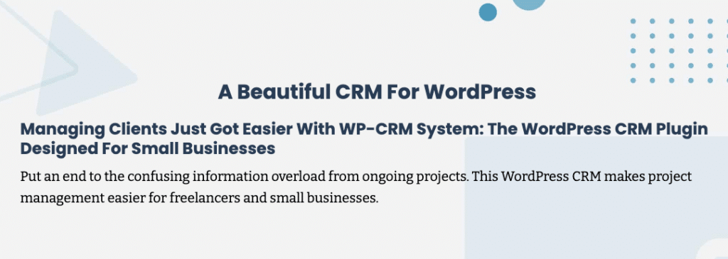 Top-rated WordPress CRM Plugins, Image captured from expert WP-CRM System Platform