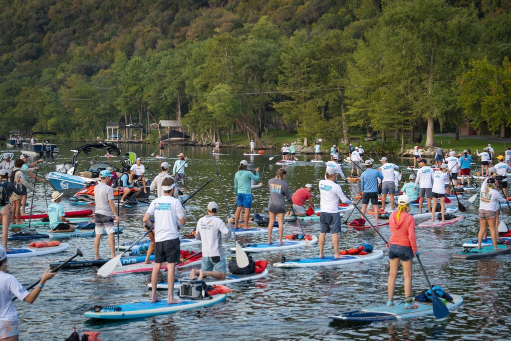 paddlers at the 2022 Dam That Cancer event