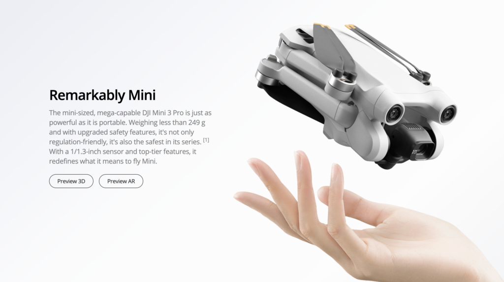 Screenshot from DJI Mini 3 Pro product listing