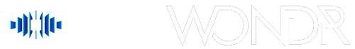 LUMA Vision and WONDR logos, white versions