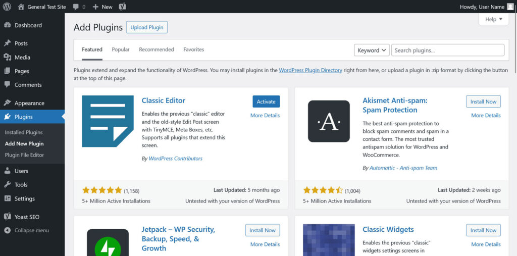 Add New Plugins under Plugins menu within WordPress dashboard