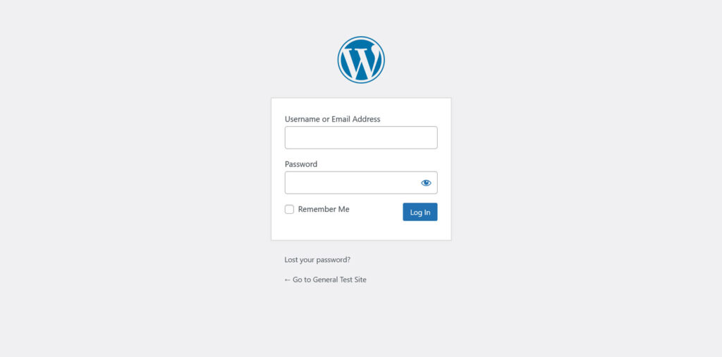 WordPress login page