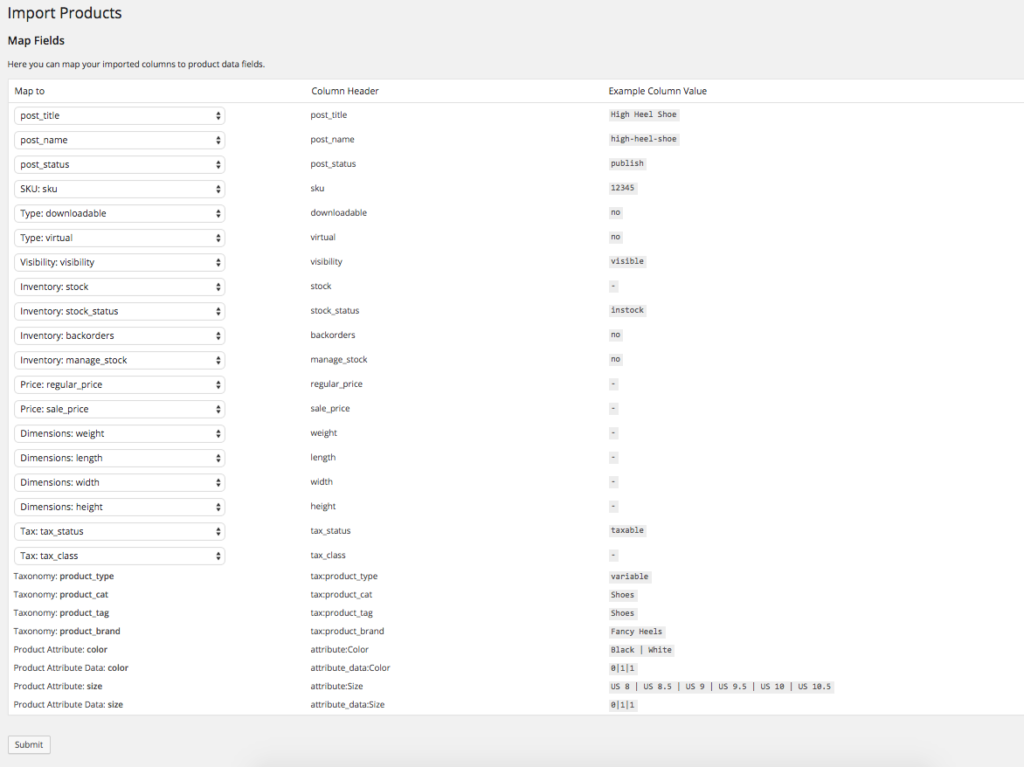 Importing a broad range of product data with the WooCommerce Product CSV Import Suite. 