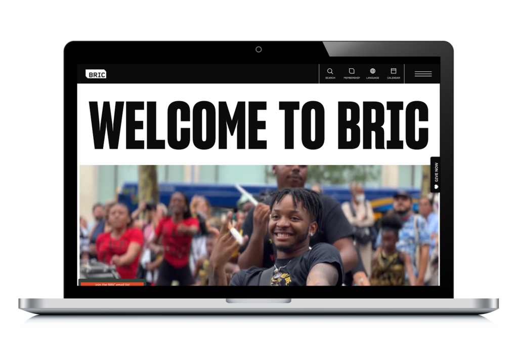 the BRIC home page displayed on a mac laptop