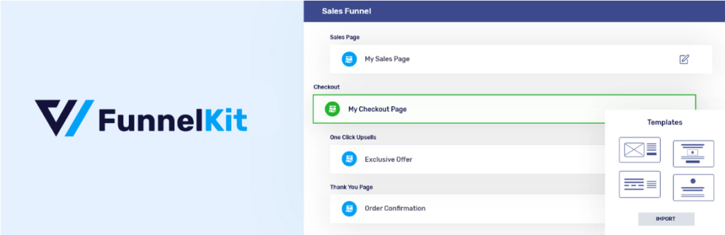 Promotional image used for FunnelKit listing in the WordPress Plugin Directory. Using WooCommerce Funnels for Higher Sales