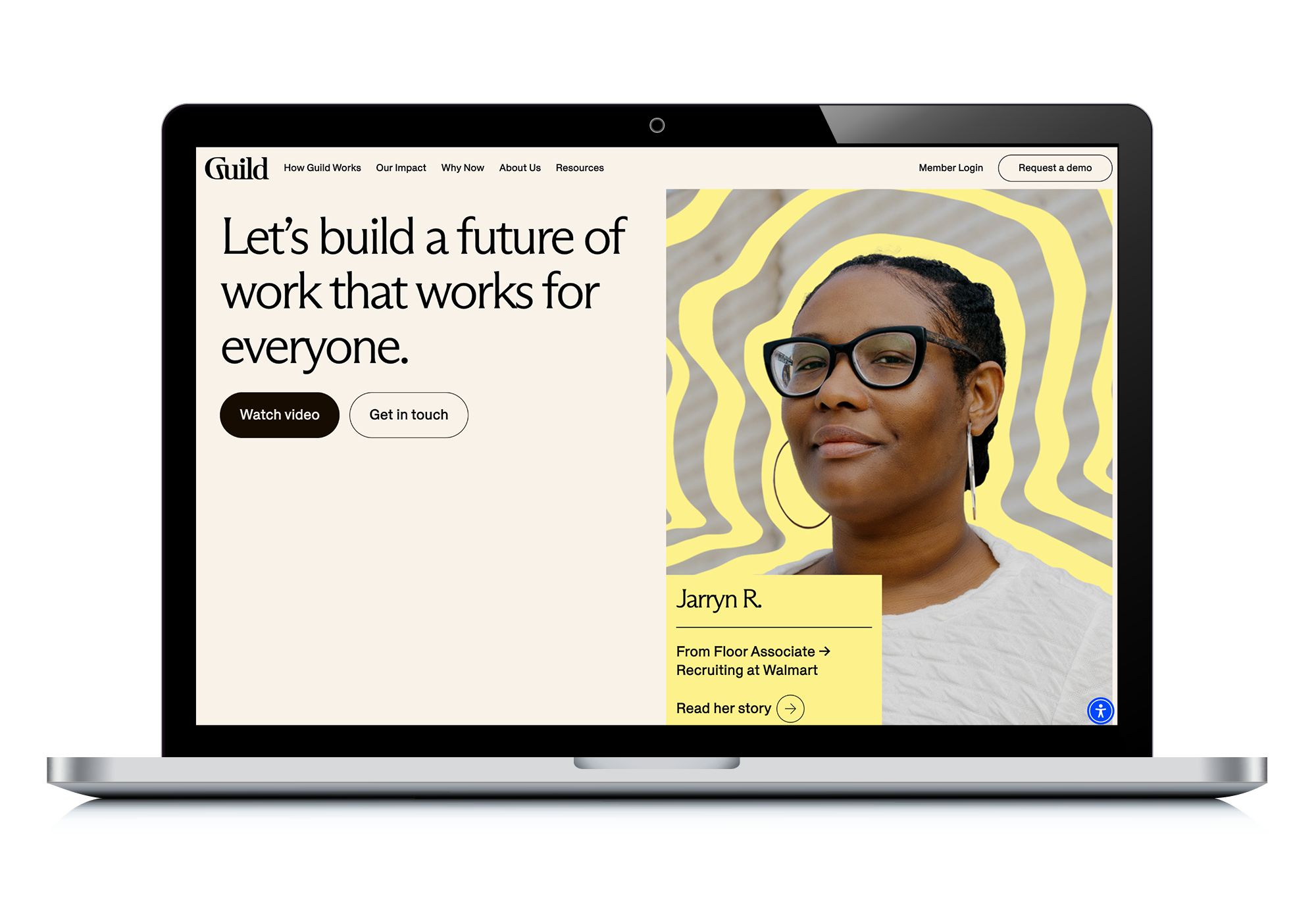 the Guild home page displayed on a mac laptop