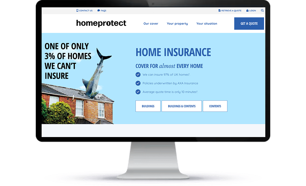 homeprotect home page displayed on an apple desktop screen