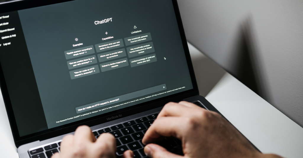 Using ChatGPT on a laptop