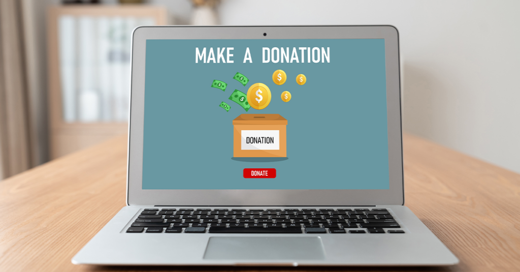 WooCommerce donation plugin benefits: donation website on a laptop 