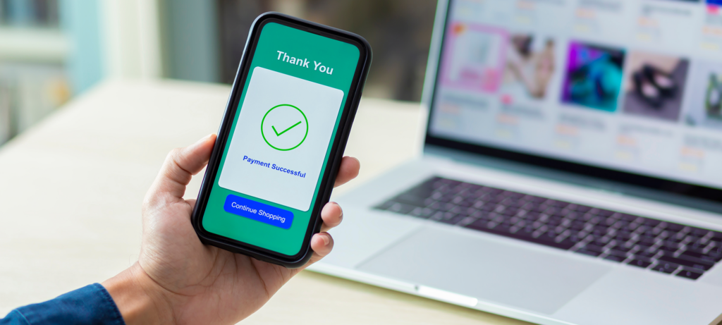 successful payment accepted on eCommerce site via mobile