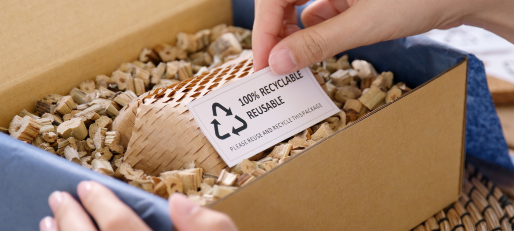 100% recyclable, reusable product packaging