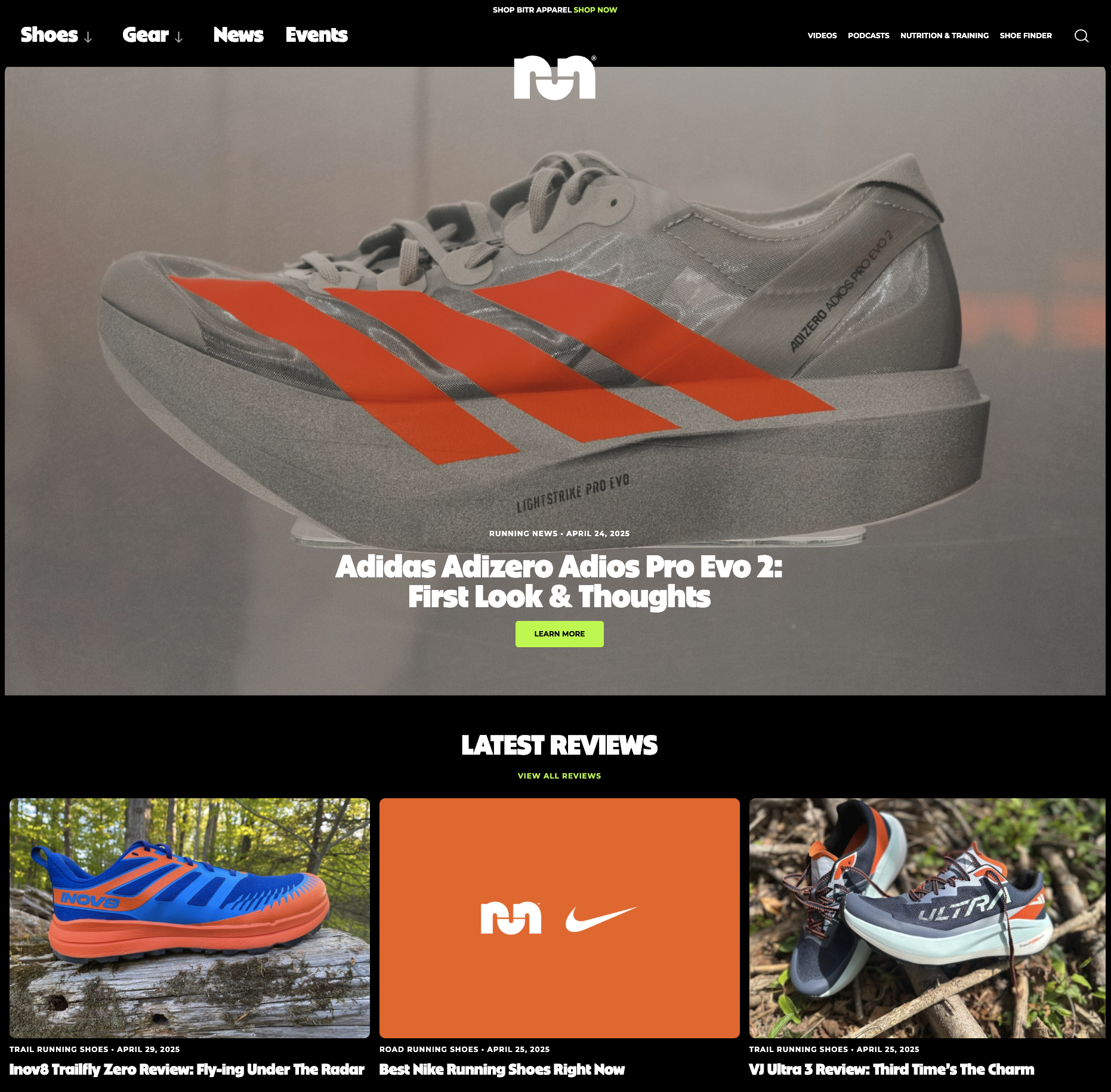 Screenshots taken from the Believe in the Run websites