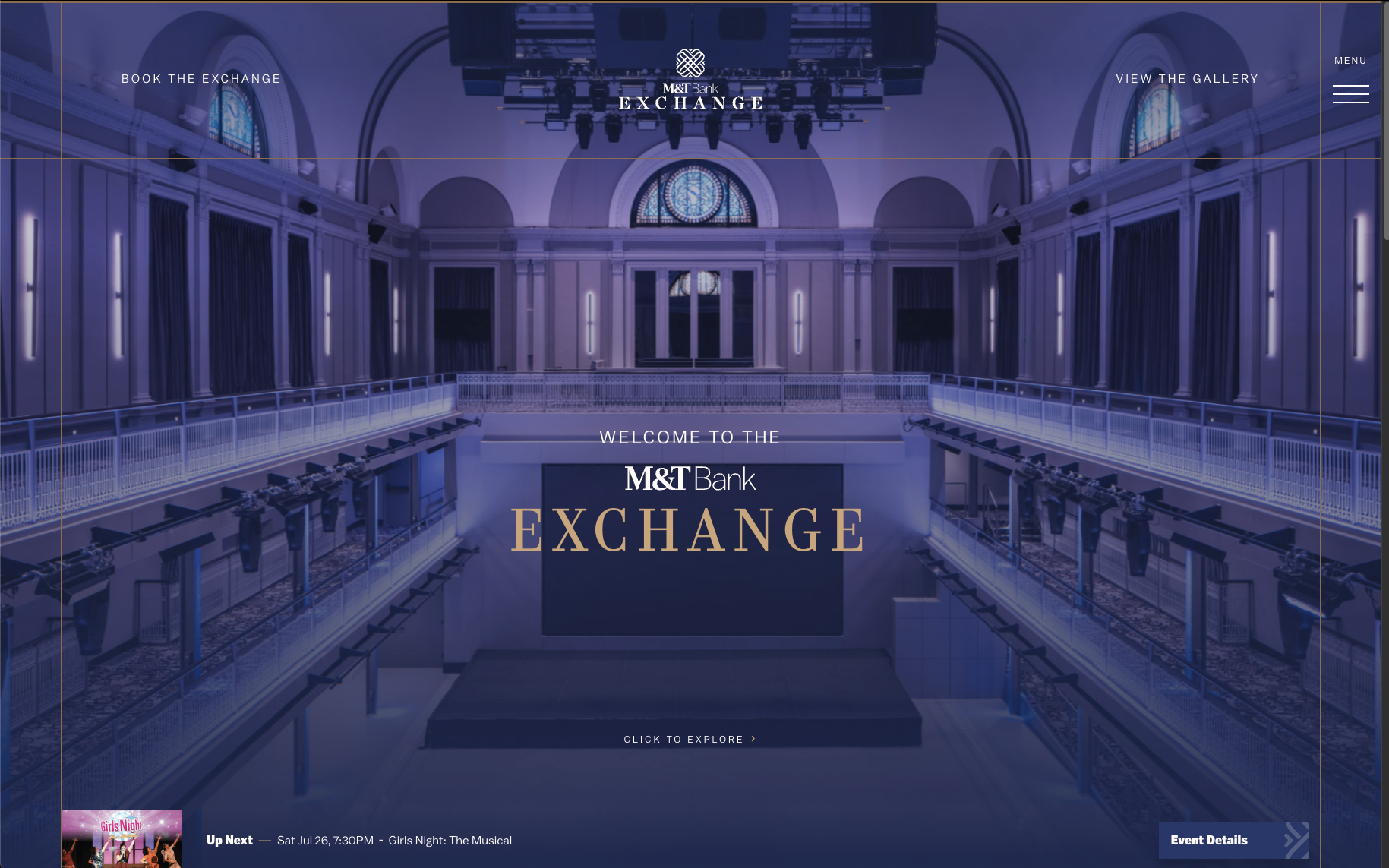 A screenshot of the M&T Bank Exchange homepage built by WP Engine agency partner Drexler