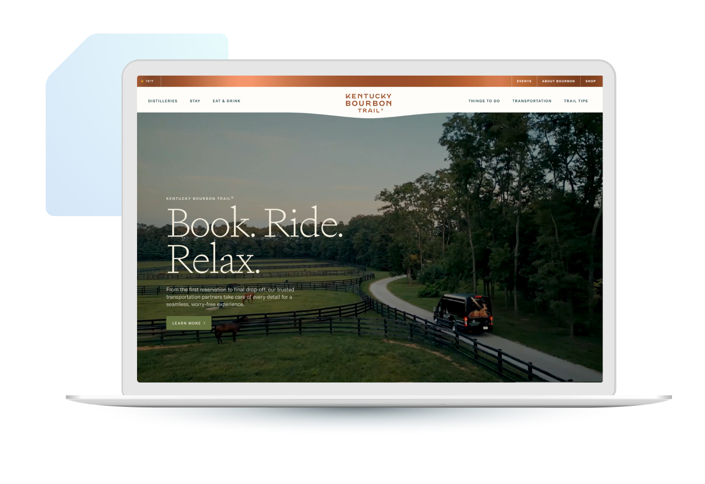 Case Study -Kentucky Bourbon Trail®- Laptop Mockup Kentucky Bourbon Trail site displayed on laptop screen